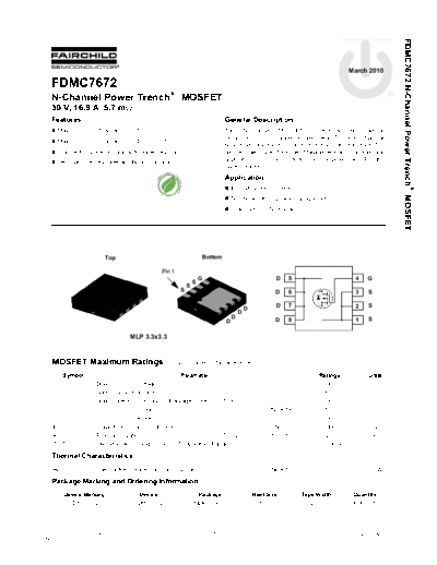 Fairchild Semiconductor fdmc7672  . Electronic Components Datasheets Active components Transistors Fairchild Semiconductor fdmc7672.pdf