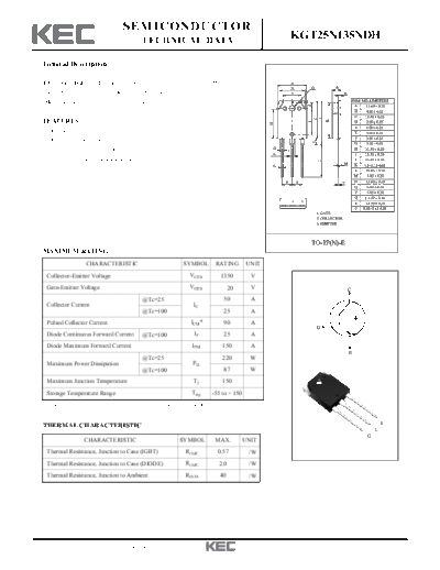 KEC kgt25n135ndh  . Electronic Components Datasheets Active components Transistors KEC kgt25n135ndh.pdf