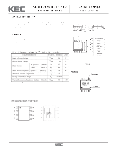 . Electronic Components Datasheets kmb012n30qa  . Electronic Components Datasheets Active components Transistors KEC kmb012n30qa.pdf