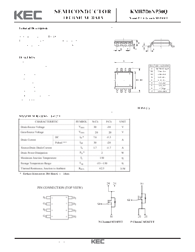 . Electronic Components Datasheets kmb7d6np30q  . Electronic Components Datasheets Active components Transistors KEC kmb7d6np30q.pdf