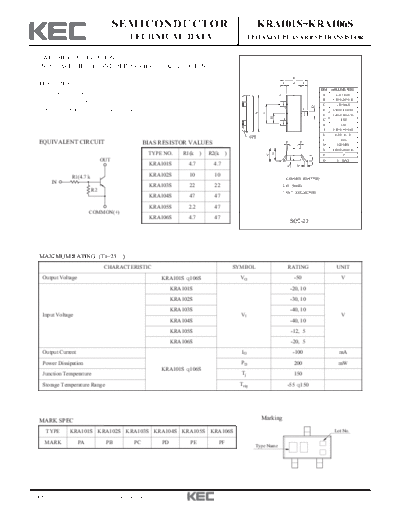 KEC kra101 6s  . Electronic Components Datasheets Active components Transistors KEC kra101_6s.pdf