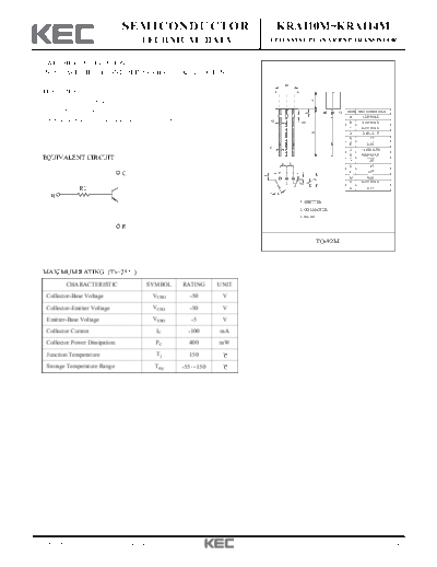 KEC kra110 4m  . Electronic Components Datasheets Active components Transistors KEC kra110_4m.pdf