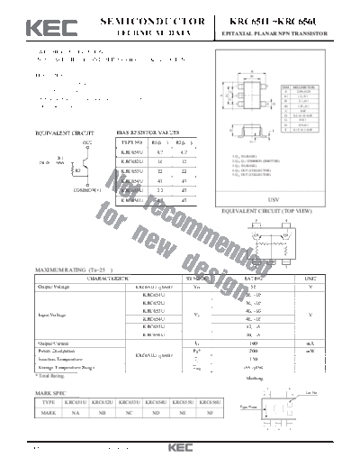 KEC krc651u  . Electronic Components Datasheets Active components Transistors KEC krc651u.pdf