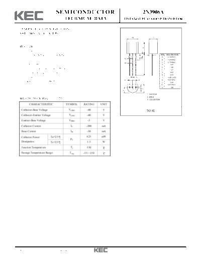 KEC 2n3906a  . Electronic Components Datasheets Active components Transistors KEC 2n3906a.pdf