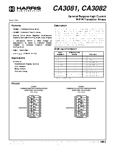 Harris ca3081  . Electronic Components Datasheets Active components Transistors Harris ca3081.pdf