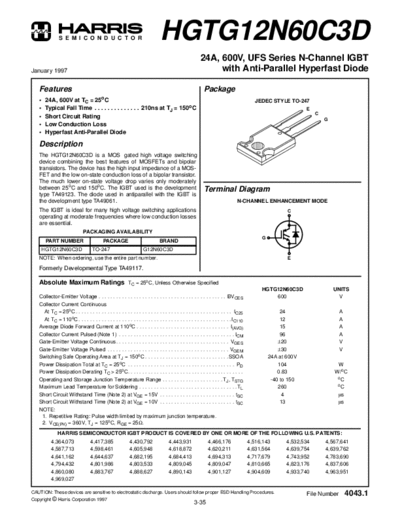 Harris hgtg12n60c3d   . Electronic Components Datasheets Active components Transistors Harris hgtg12n60c3d_.pdf