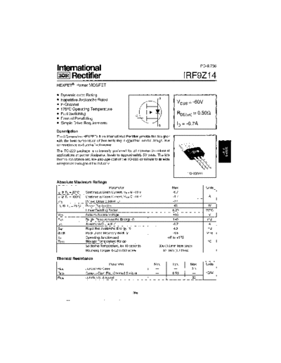 International Rectifier irf9z14  . Electronic Components Datasheets Active components Transistors International Rectifier irf9z14.pdf