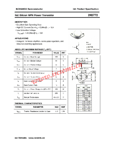 Inchange Semiconductor 2n3772  . Electronic Components Datasheets Active components Transistors Inchange Semiconductor 2n3772.pdf