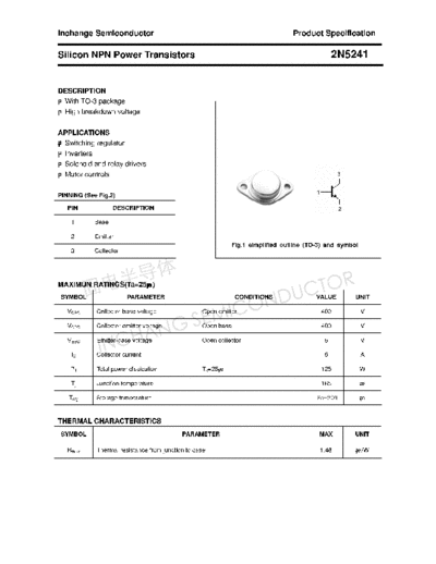 Inchange Semiconductor 2n5241  . Electronic Components Datasheets Active components Transistors Inchange Semiconductor 2n5241.pdf