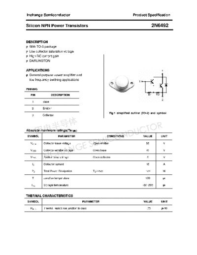 Inchange Semiconductor 2n6492  . Electronic Components Datasheets Active components Transistors Inchange Semiconductor 2n6492.pdf