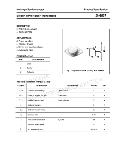 Inchange Semiconductor 2n6537  . Electronic Components Datasheets Active components Transistors Inchange Semiconductor 2n6537.pdf