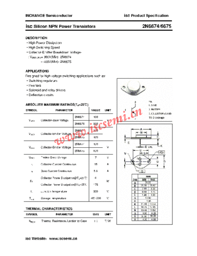 Inchange Semiconductor 2n6674 6675  . Electronic Components Datasheets Active components Transistors Inchange Semiconductor 2n6674_6675.pdf