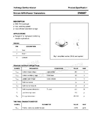 Inchange Semiconductor 2n6687  . Electronic Components Datasheets Active components Transistors Inchange Semiconductor 2n6687.pdf