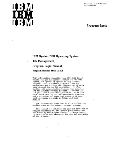 IBM GY28-6613-5 OSjobMgmt PLM Jun70  IBM 360 os R19_Jun70 GY28-6613-5_OSjobMgmt_PLM_Jun70.pdf