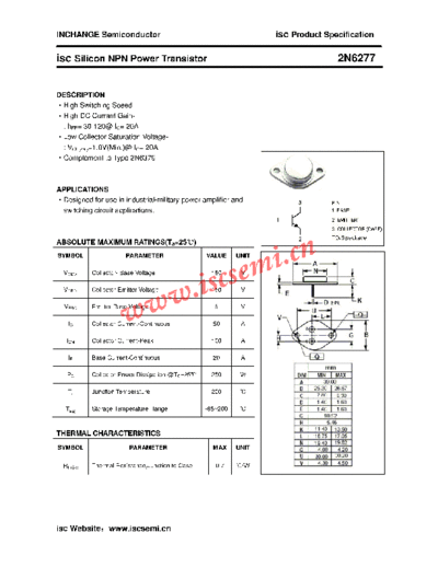 Inchange Semiconductor 2n6277  . Electronic Components Datasheets Active components Transistors Inchange Semiconductor 2n6277.pdf