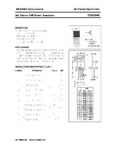 Inchange Semiconductor 2sa1646  . Electronic Components Datasheets Active components Transistors Inchange Semiconductor 2sa1646.pdf