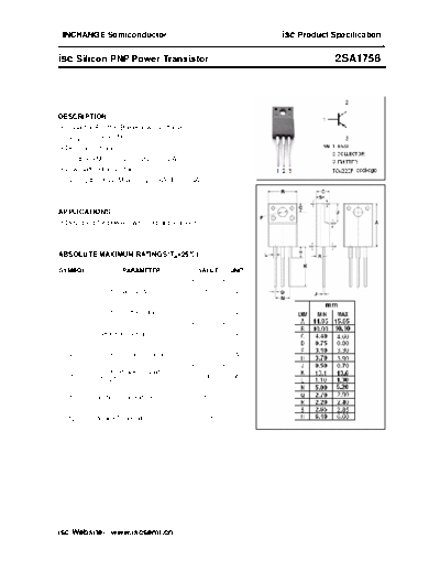 Inchange Semiconductor 2sa1758  . Electronic Components Datasheets Active components Transistors Inchange Semiconductor 2sa1758.pdf