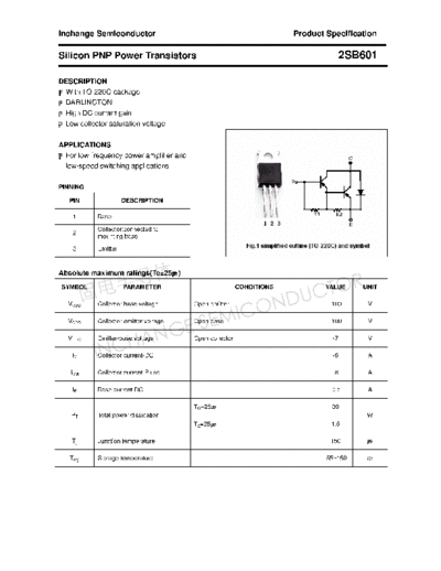 Inchange Semiconductor 2sb601  . Electronic Components Datasheets Active components Transistors Inchange Semiconductor 2sb601.pdf