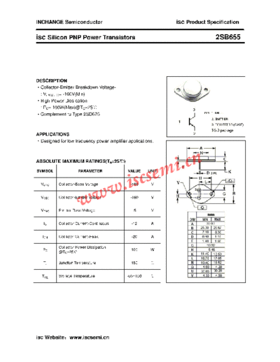 Inchange Semiconductor 2sb655  . Electronic Components Datasheets Active components Transistors Inchange Semiconductor 2sb655.pdf