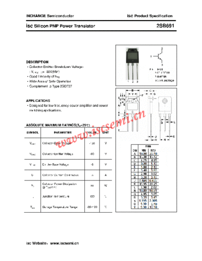 Inchange Semiconductor 2sb691  . Electronic Components Datasheets Active components Transistors Inchange Semiconductor 2sb691.pdf