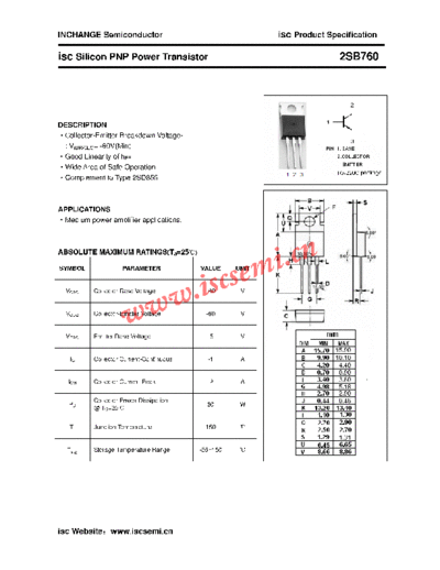 Inchange Semiconductor 2sb760  . Electronic Components Datasheets Active components Transistors Inchange Semiconductor 2sb760.pdf