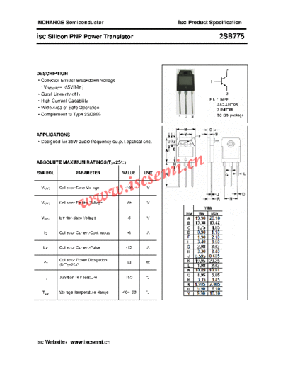 Inchange Semiconductor 2sb775  . Electronic Components Datasheets Active components Transistors Inchange Semiconductor 2sb775.pdf