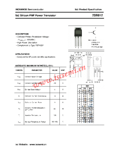 Inchange Semiconductor 2sb812  . Electronic Components Datasheets Active components Transistors Inchange Semiconductor 2sb812.pdf