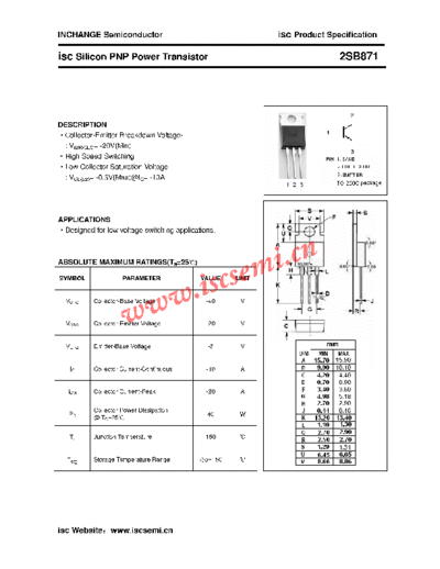 Inchange Semiconductor 2sb871  . Electronic Components Datasheets Active components Transistors Inchange Semiconductor 2sb871.pdf