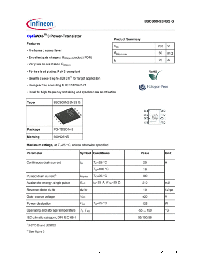 Infineon bsc600n25ns3grev2.4  . Electronic Components Datasheets Active components Transistors Infineon bsc600n25ns3grev2.4.pdf
