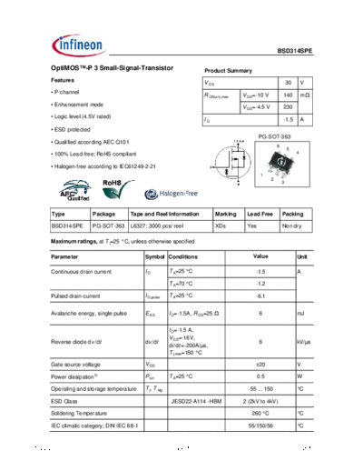 Infineon bsd314spe rev2.2  . Electronic Components Datasheets Active components Transistors Infineon bsd314spe_rev2.2.pdf