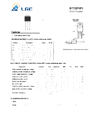 LGE b772 to-251  . Electronic Components Datasheets Active components Transistors LGE b772_to-251.pdf