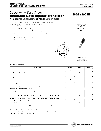 Motorola mgs13002drev0  . Electronic Components Datasheets Active components Transistors Motorola mgs13002drev0.pdf