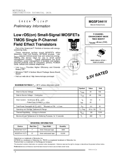 Motorola mgsf3441  . Electronic Components Datasheets Active components Transistors Motorola mgsf3441.pdf