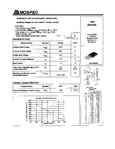 Mospec 2sd1426  . Electronic Components Datasheets Active components Transistors Mospec 2sd1426.pdf