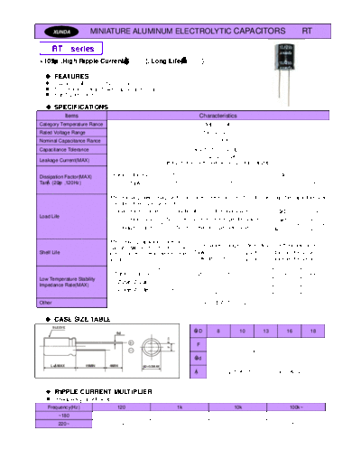 Xunda [radial thru-hole] RT Series  . Electronic Components Datasheets Passive components capacitors Xunda Xunda [radial thru-hole] RT Series.pdf