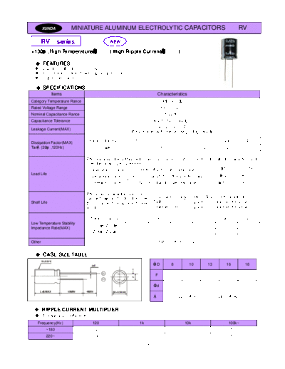 Xunda [radial thru-hole] RV Series  . Electronic Components Datasheets Passive components capacitors Xunda Xunda [radial thru-hole] RV Series.pdf