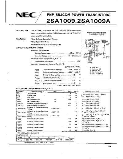 NEC 2sa1009  . Electronic Components Datasheets Active components Transistors NEC 2sa1009.pdf