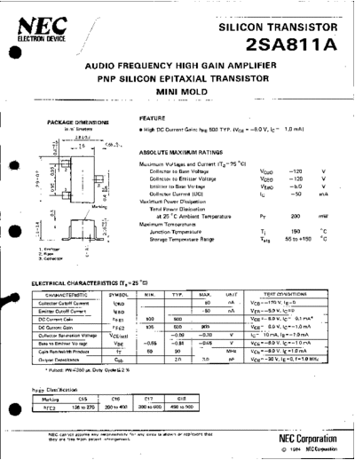 NEC 2sa811a  . Electronic Components Datasheets Active components Transistors NEC 2sa811a.pdf
