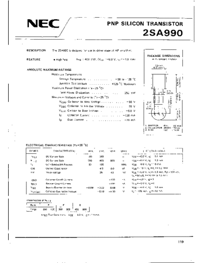 NEC 2sa990  . Electronic Components Datasheets Active components Transistors NEC 2sa990.pdf