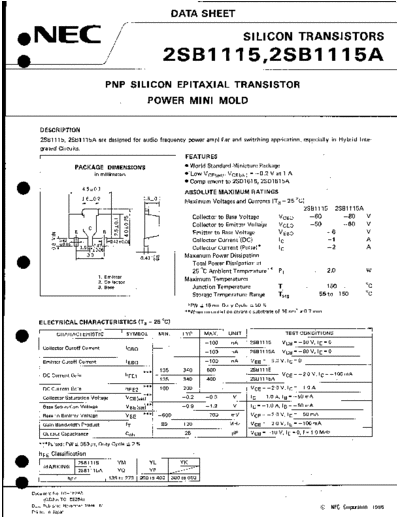 NEC 2sb1115  . Electronic Components Datasheets Active components Transistors NEC 2sb1115.pdf