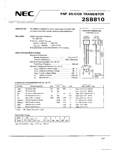 NEC 2sb810  . Electronic Components Datasheets Active components Transistors NEC 2sb810.pdf