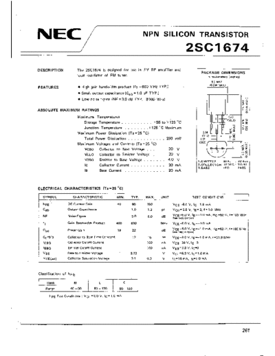 NEC 2sc1674  . Electronic Components Datasheets Active components Transistors NEC 2sc1674.pdf