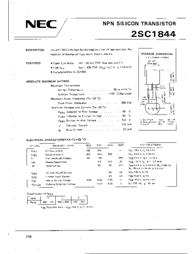 NEC 2sc1844  . Electronic Components Datasheets Active components Transistors NEC 2sc1844.pdf