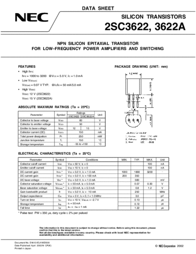 . Electronic Components Datasheets 2sc3622 2sc3622a  . Electronic Components Datasheets Active components Transistors NEC 2sc3622_2sc3622a.pdf