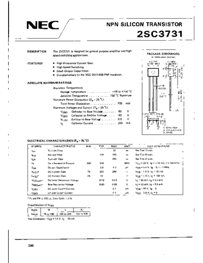 NEC 2sc3731  . Electronic Components Datasheets Active components Transistors NEC 2sc3731.pdf