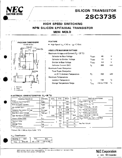 NEC 2sc3735  . Electronic Components Datasheets Active components Transistors NEC 2sc3735.pdf