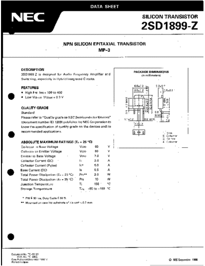 NEC 2sd1899  . Electronic Components Datasheets Active components Transistors NEC 2sd1899.pdf