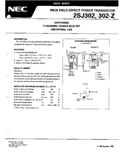 NEC 2sj302  . Electronic Components Datasheets Active components Transistors NEC 2sj302.pdf