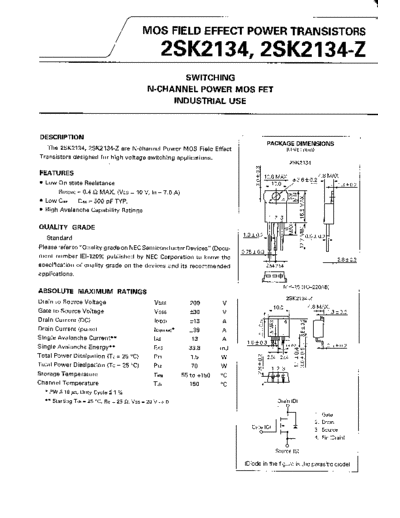 NEC 2sk2134  . Electronic Components Datasheets Active components Transistors NEC 2sk2134.pdf
