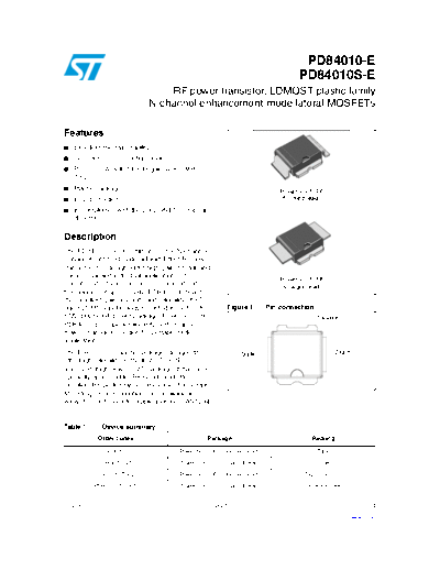 ST pd84010-e pd84010s-e  . Electronic Components Datasheets Active components Transistors ST pd84010-e_pd84010s-e.pdf